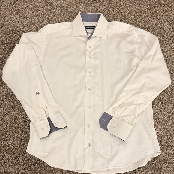 Men's White Long Sleeve Button Up Dress Shirt Size Large - Picture 1 of 6